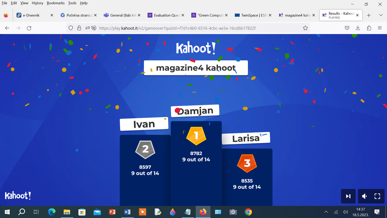 Kahoot podium